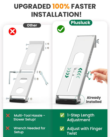 Plusluck dual safety design prevents tipping during installation.