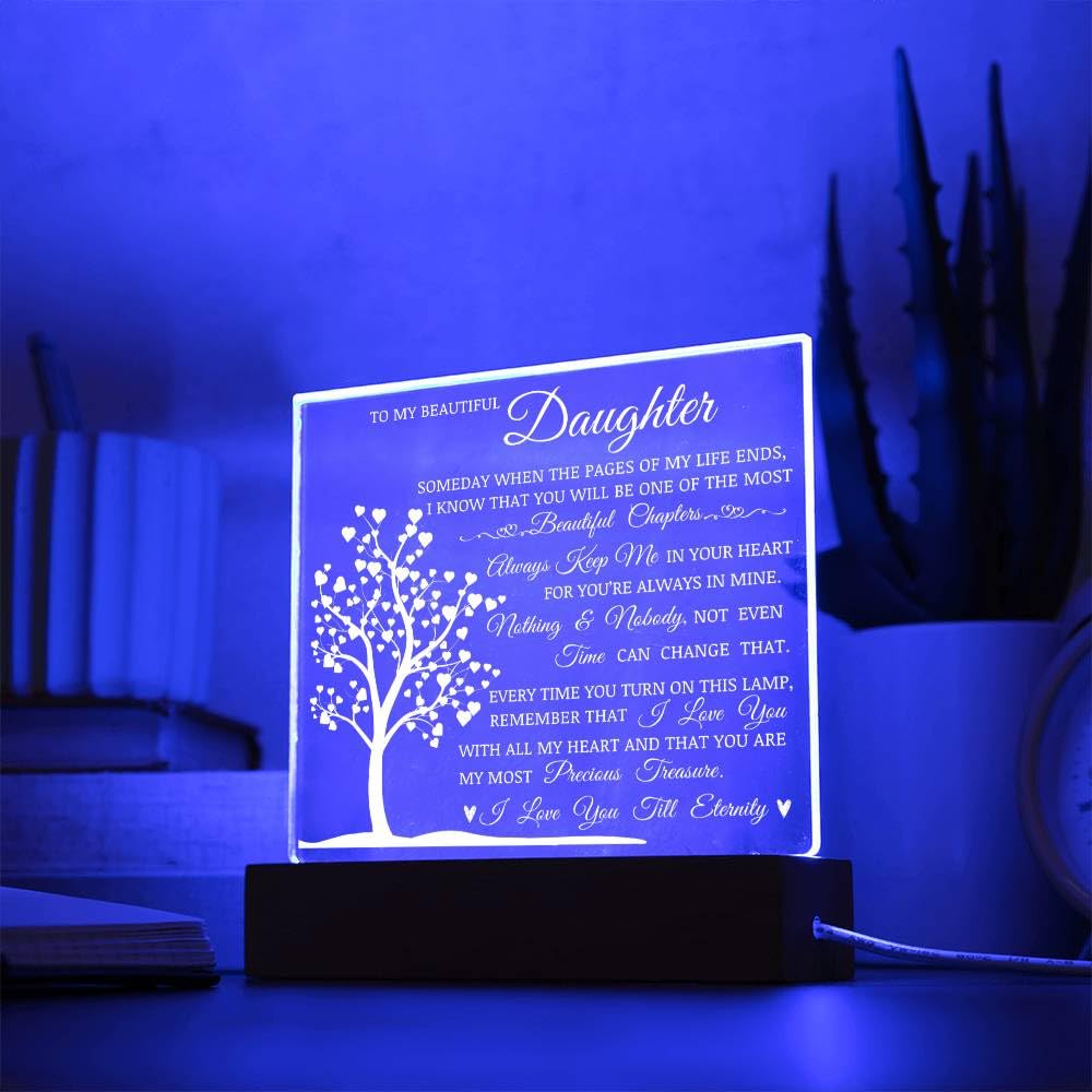 PLUZRLUV closeup of the message on acrylic plaque for gifting