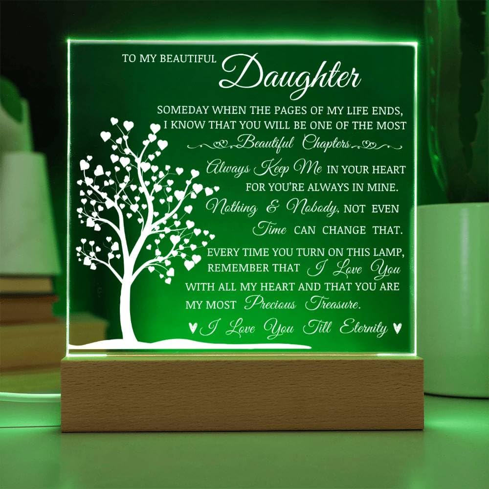 PLUZRLUV square acrylic plaque on a wooden base elevates home decor