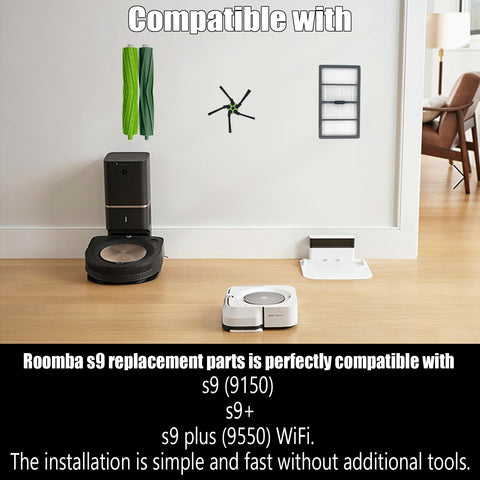 Pmosata Roomba s9 edge-sweeping brushes clean along walls.