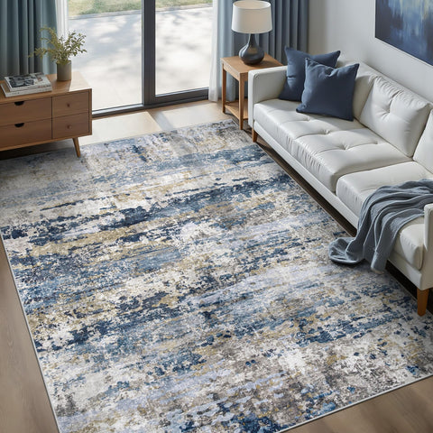 pmtsns area rug 6x9 in living room blue grey with versatile color for easy styling and cleaning