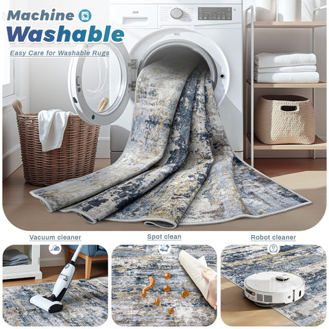 pmtsns area rug 6x9 non-slip backing keeps high-traffic areas safe and flat
