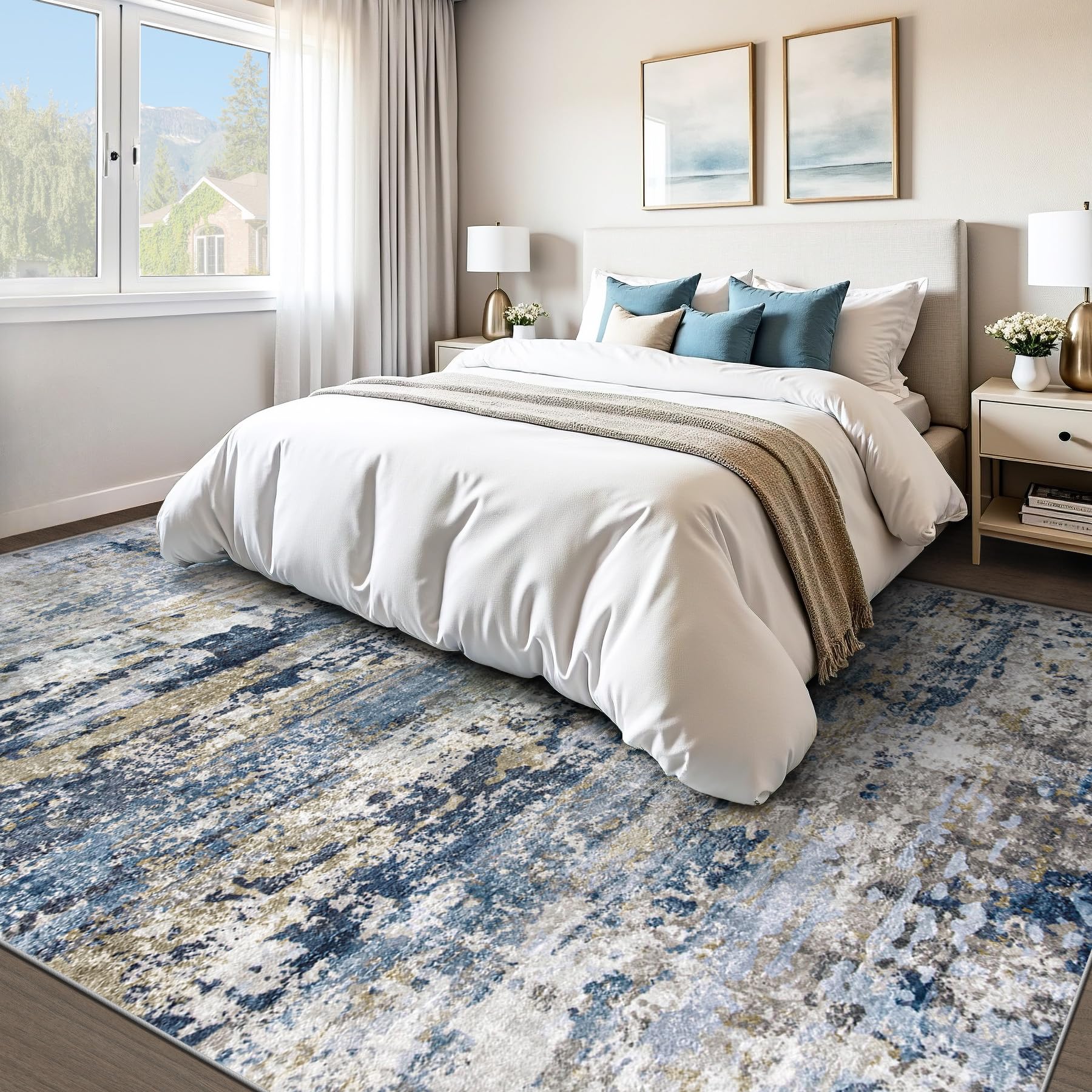 pmtsns area rug 8x10 kid-friendly and pet-friendly design