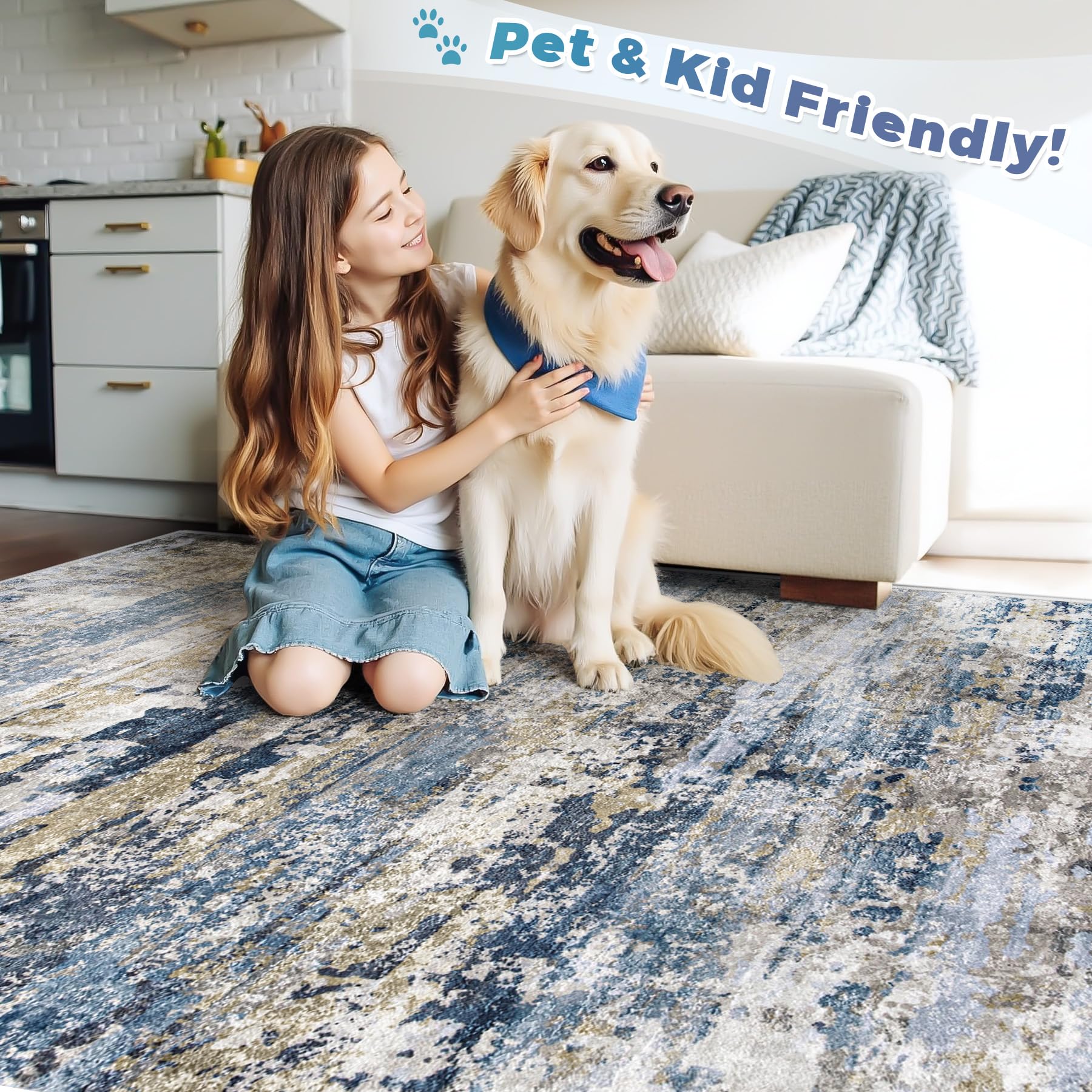 pmtsns Area Rug 5x7 is soft and foldable for easy storage.