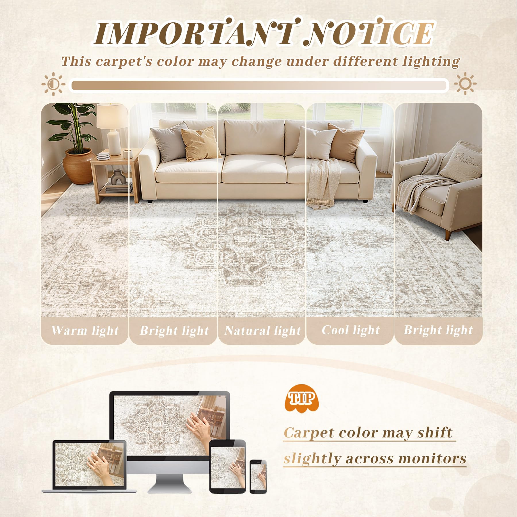 PMTSNS warm beige tone complements neutral interiors and boho décor.
