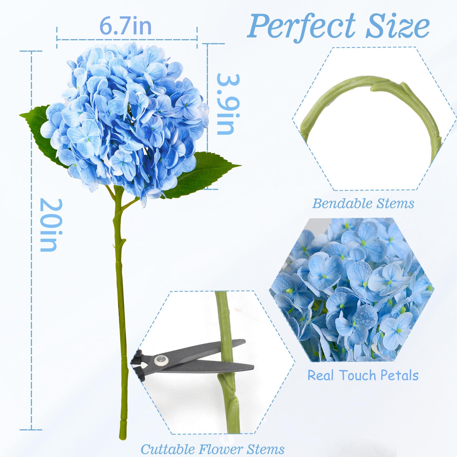 Pmyra blue hydrangea leaves detail for natural and fuller greenery.
