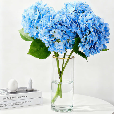 Pmyra blue hydrangea petal texture close-up showing real touch softness.