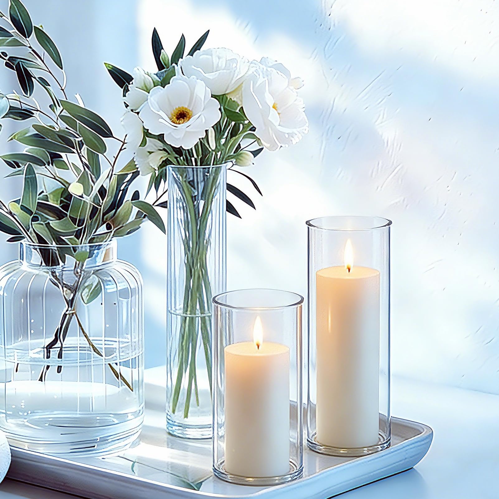 PNJHDZ pillar candle, 3 inches tall, compact warm accent.