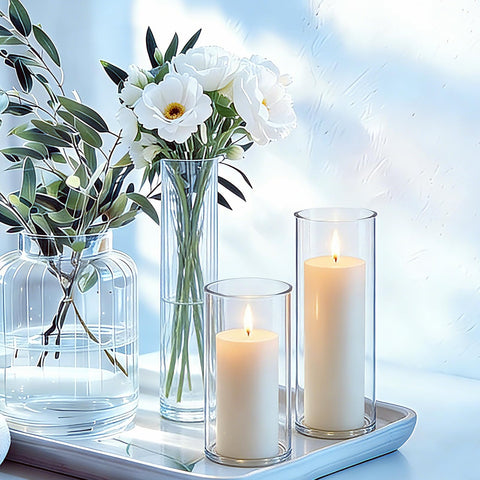 PNJHDZ pillar candle, 3 inches tall, compact warm accent.