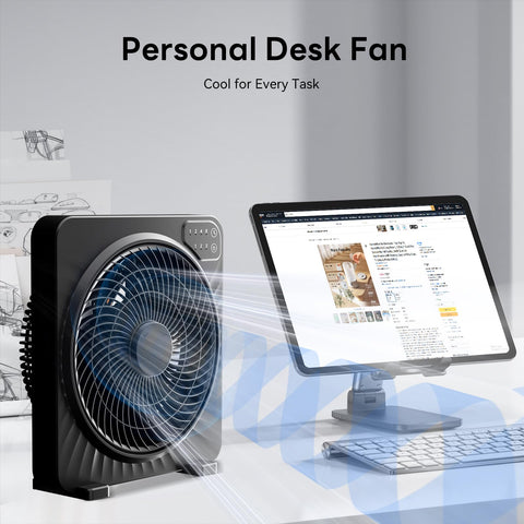 PNTCK 13-inch quiet desk fan bedroom-office setup shows versatile placement