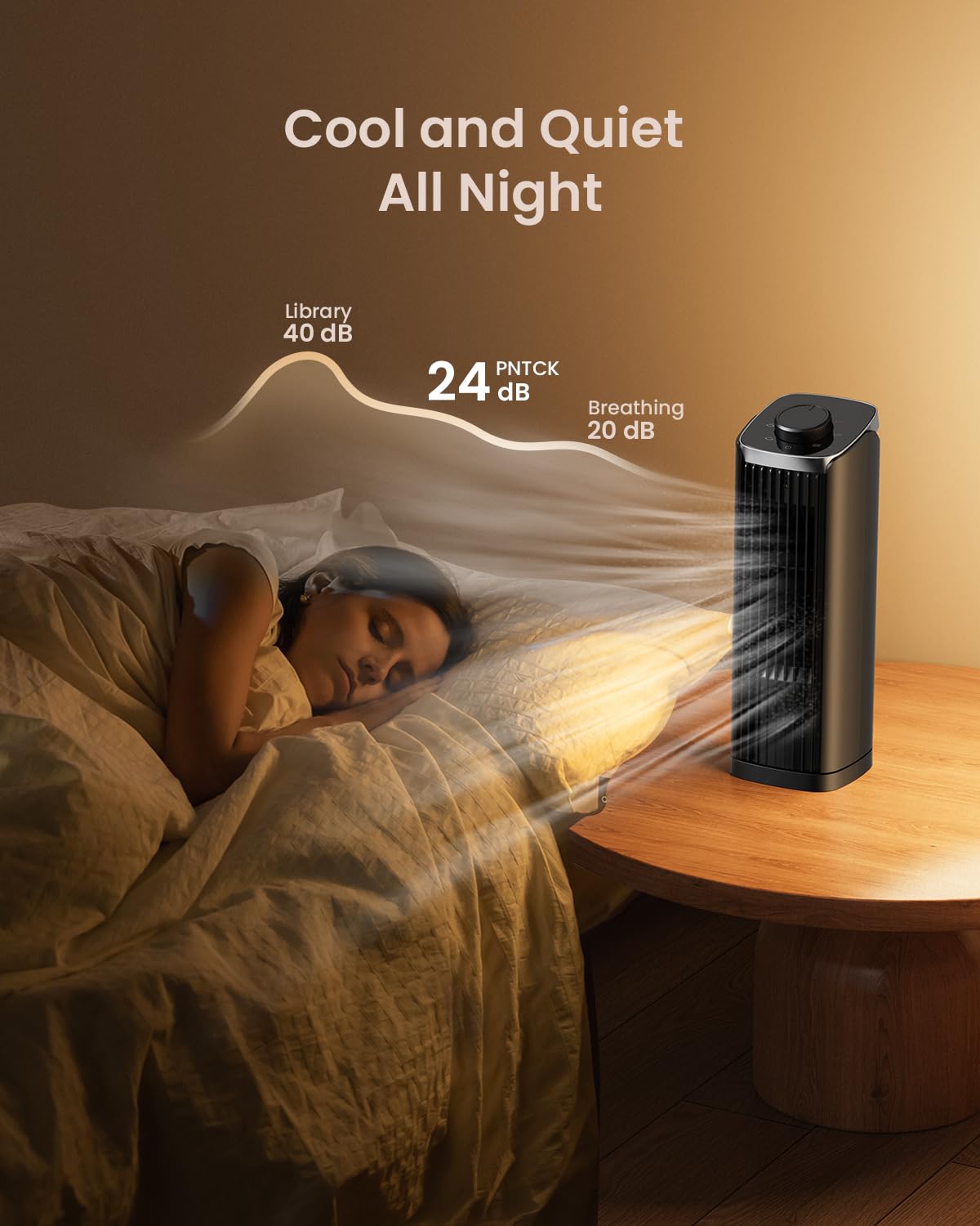 PNTCK bladeless fan design blends safety and style for desks and nightstands.