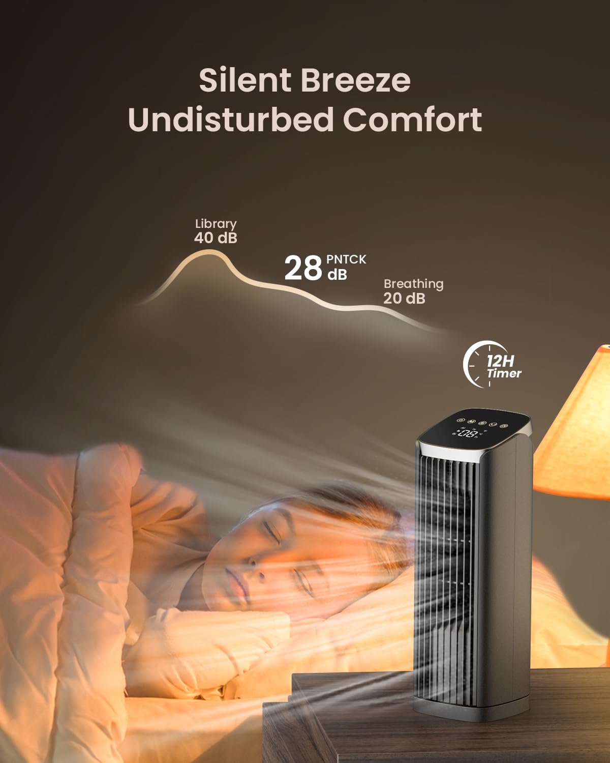 PNTCK fan oscillation 70degree demonstrates wide air coverage across a room.