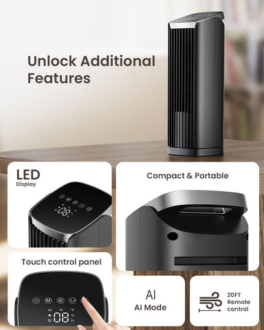 PNTCK portable handle enables easy transfer between rooms for flexible cooling.
