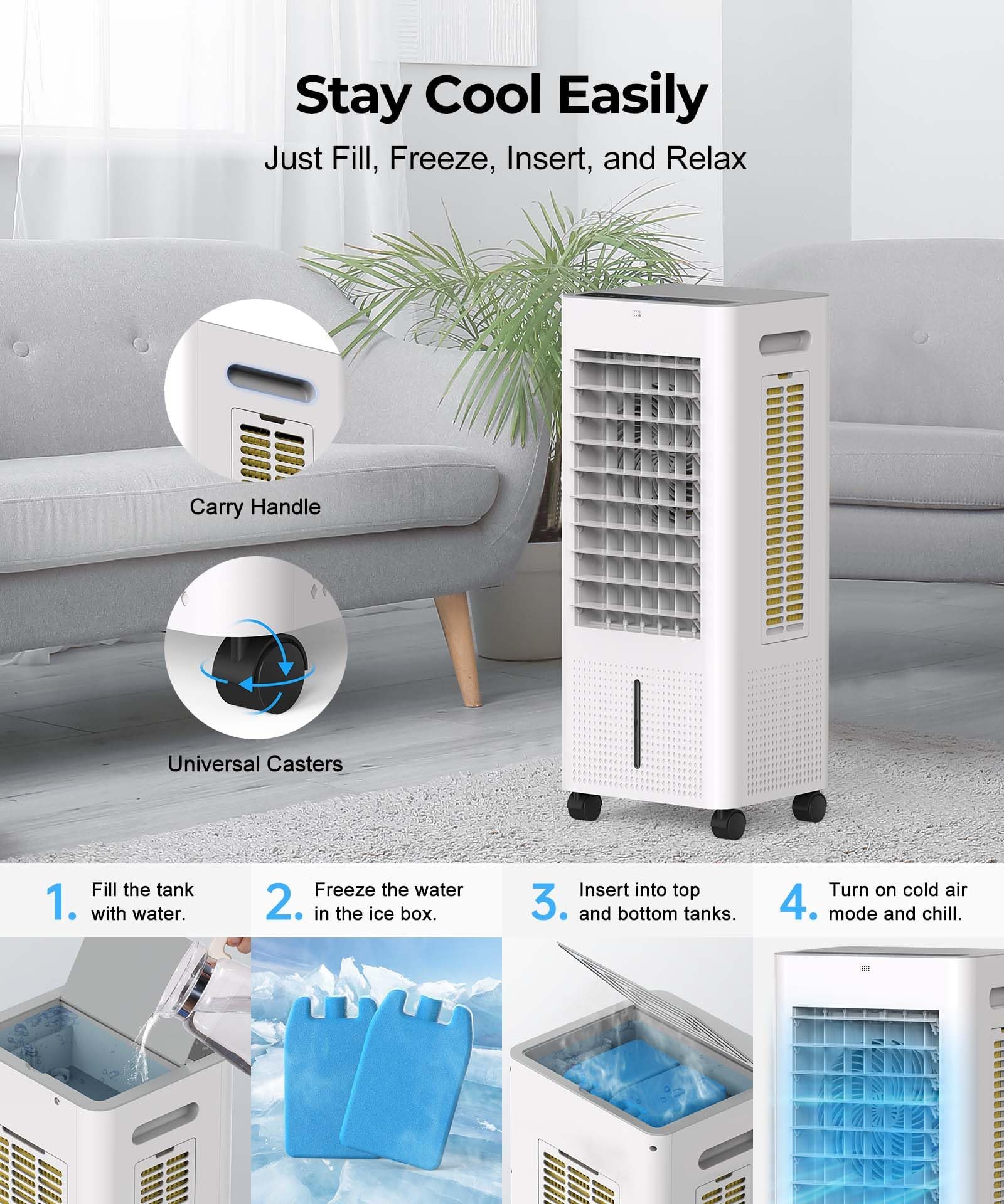 PNTCK 110° vertical and 80° horizontal oscillation covers wide living areas.