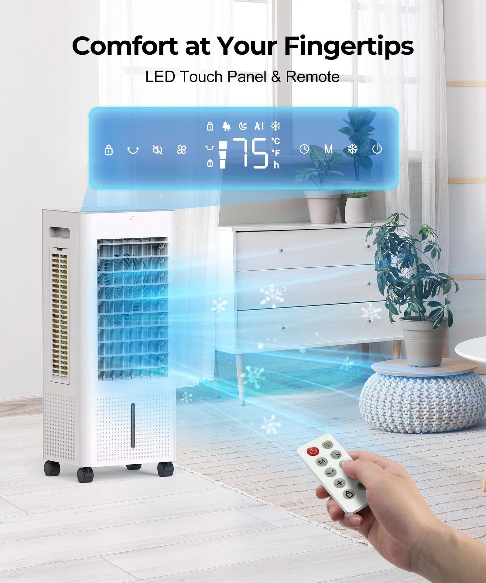 PNTCK three modes—breeze, humidify, cooling—for flexible comfort.