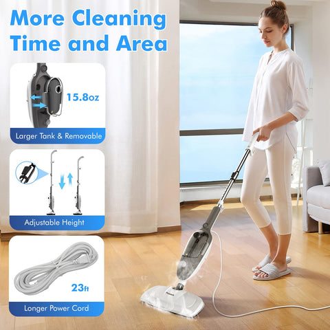 Poazork floor cleaning with steam dries quickly without water stains.