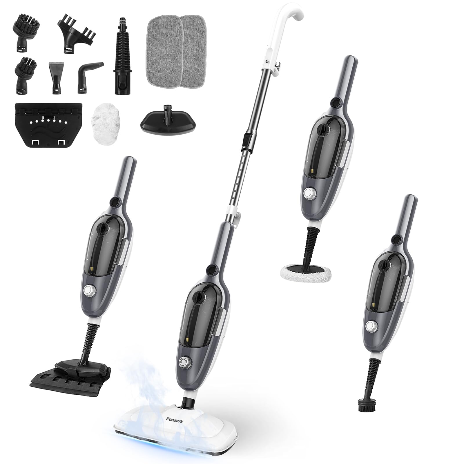 Poazork steam mop attachments enable versatile cleaning across surfaces.