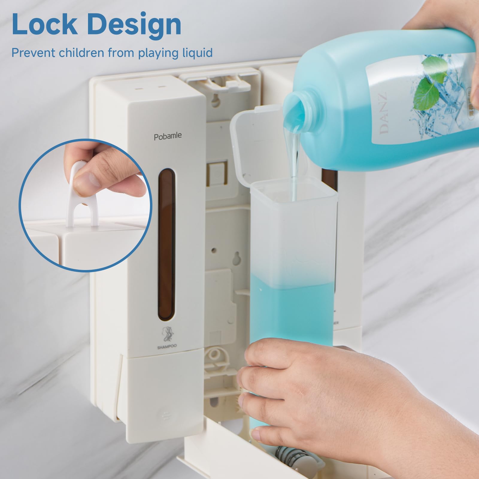 POBAMLE 1200ml capacity three-chamber design reduces refills