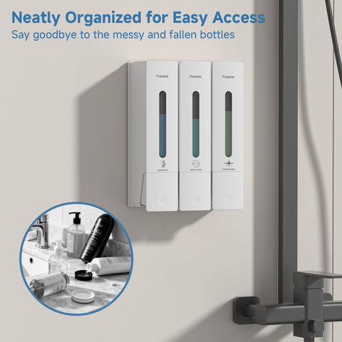 POBAMLE conditioner dispenser no-drill installation ideal for renters and easy setup