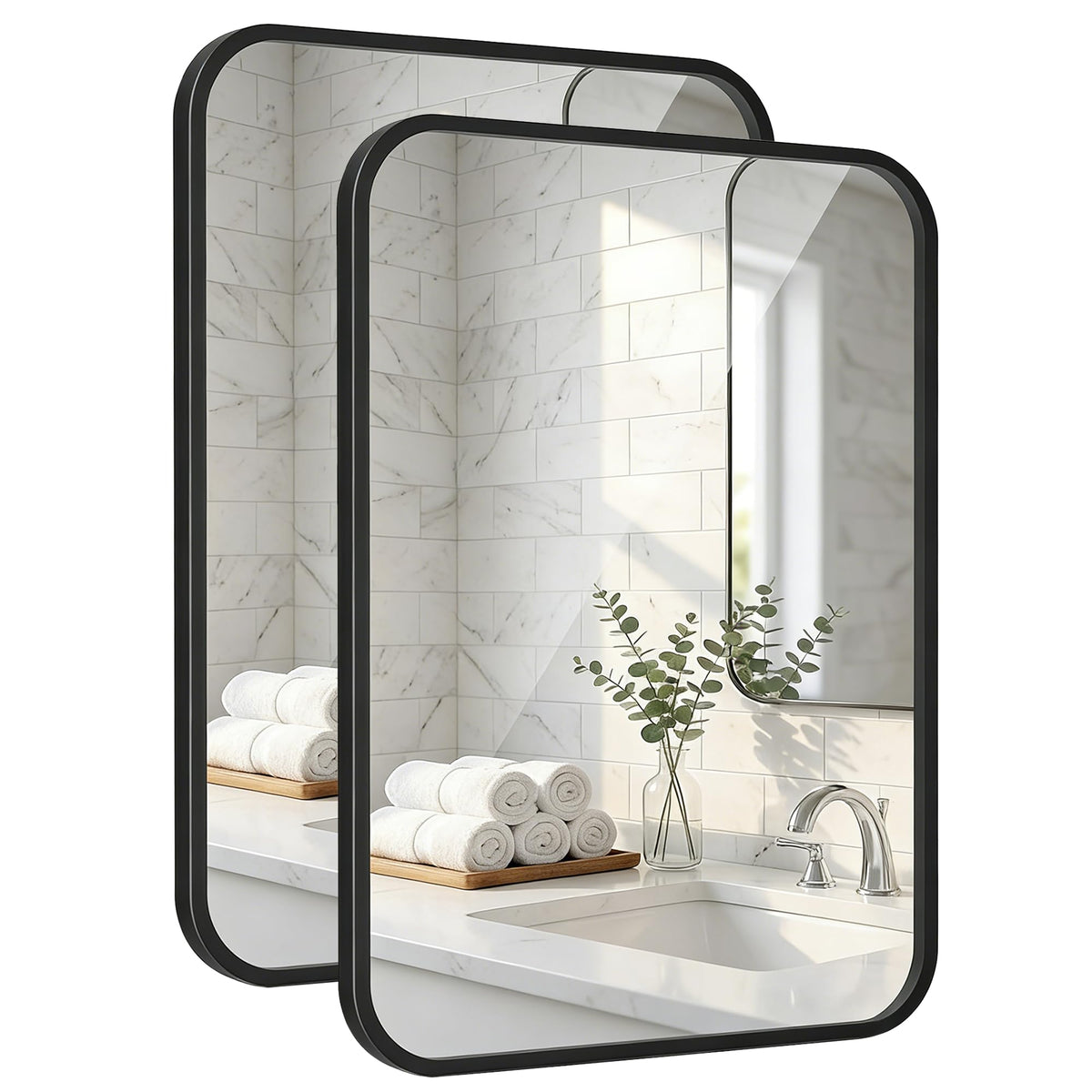Pocetry 2-pack mirrors frame closeup highlights matte black finish and sturdy build.