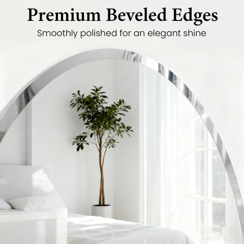 Pocetry flush-mount oval mirror with solid back offers wobble-free installation.