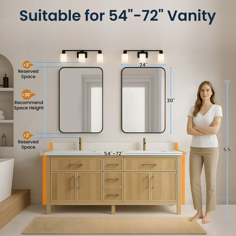 Pocetry fit for 54–72 inch double vanities with balanced 24x30 size.