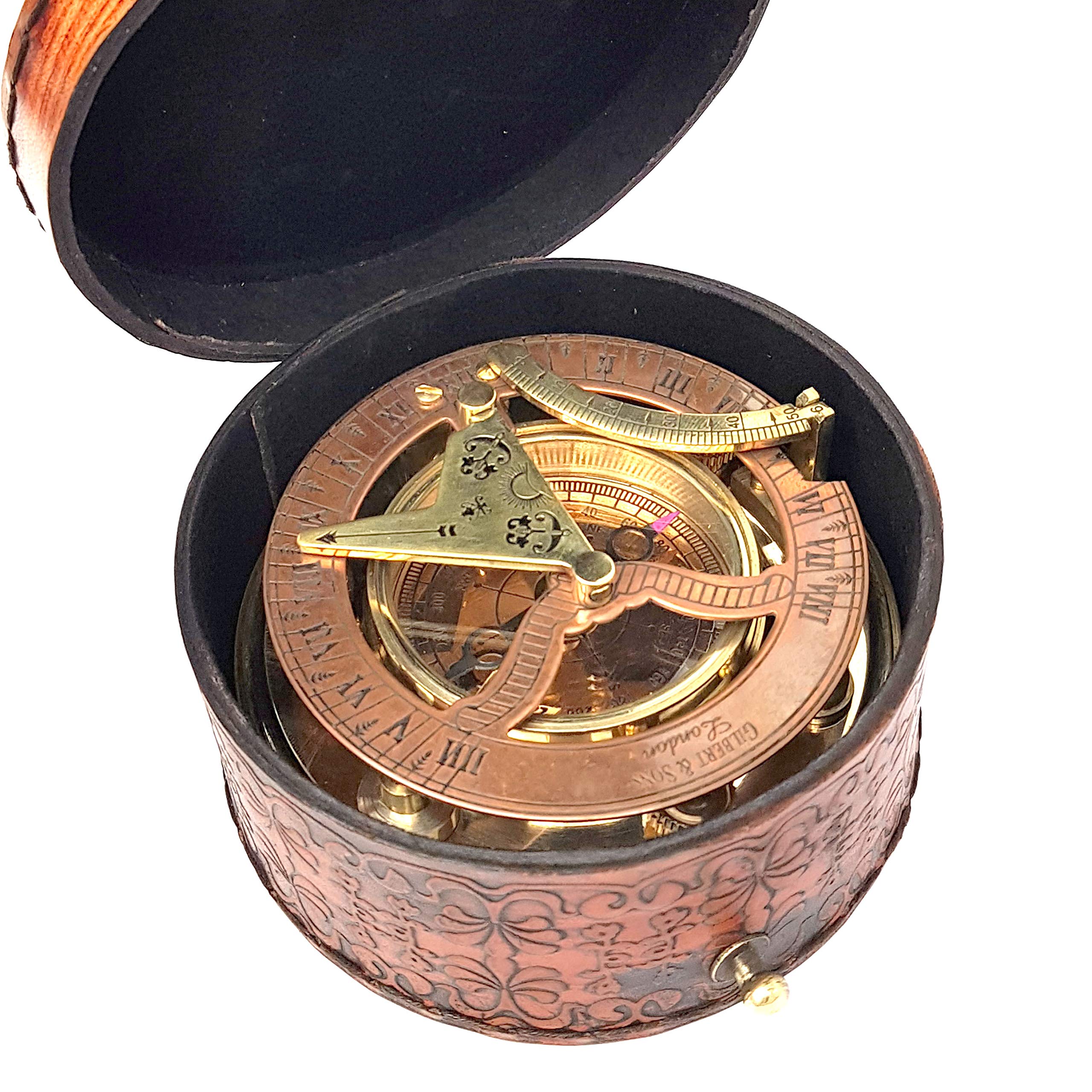 Pocket sundial compass compact design for on-the-go use, a great travel companion.