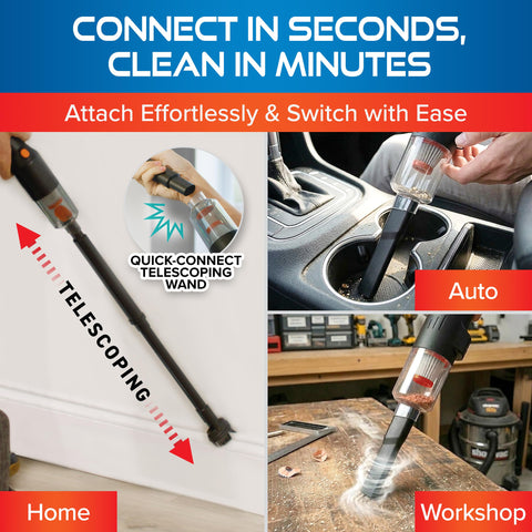 Pocket Vac Reach 8-piece kit for precise detailing in crevices