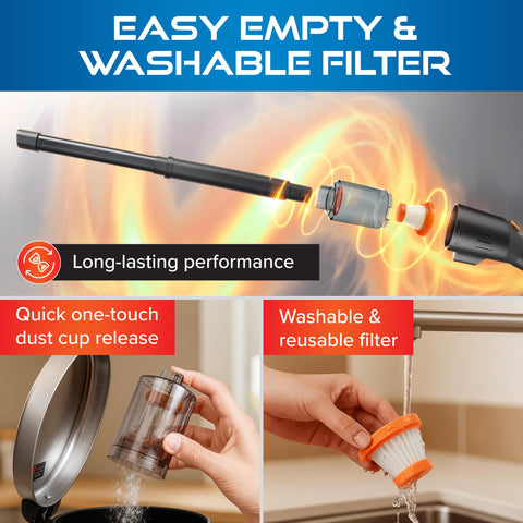 Pocket Vac Reach lightweight cordless design for on the go cleaning