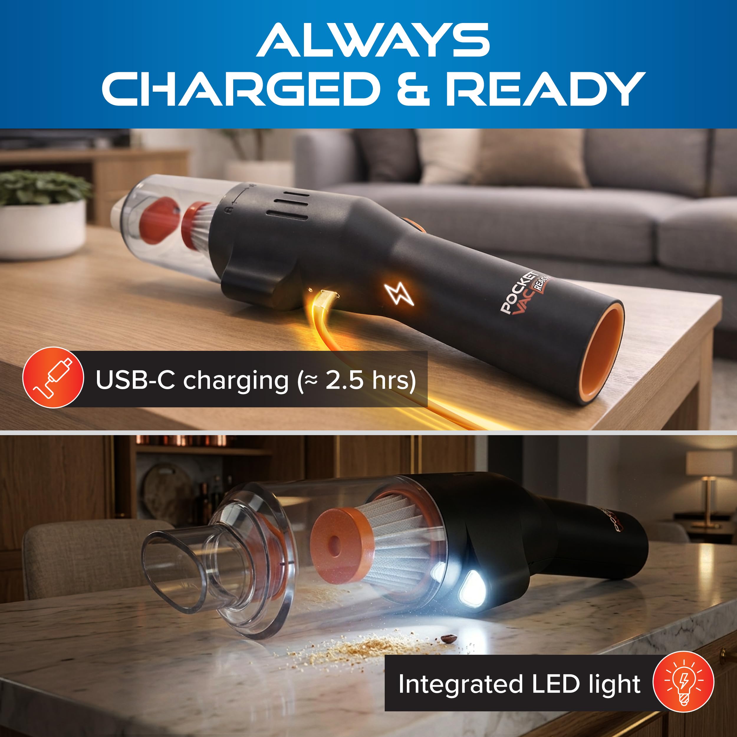 Pocket Vac Reach vacuum and blower in one for dust and vents