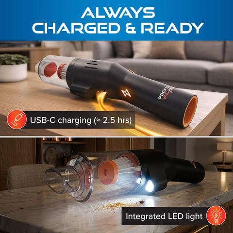 Pocket Vac Reach vacuum and blower in one for dust and vents