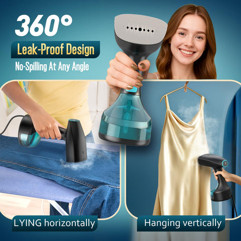 Pocleanish steamer with fabric and lint brush for refreshes