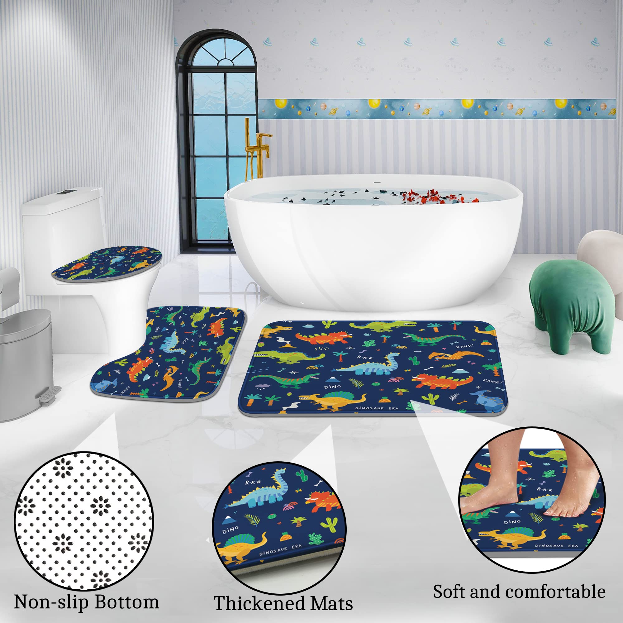 Poedist U-shaped rug 20x20 provides cushioned support.