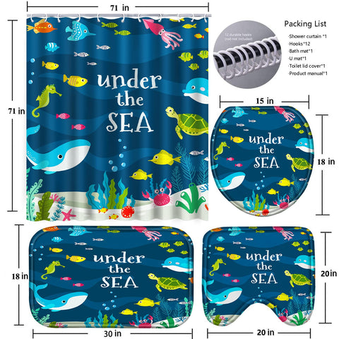 Poedist Sea Pattern Decor Set brightens bathrooms with a kid-friendly, ocean-inspired theme.