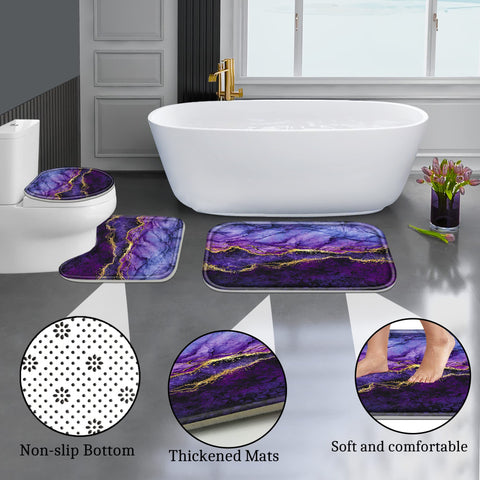 Poedist toilet lid cover mat completes cohesive bathroom decor.