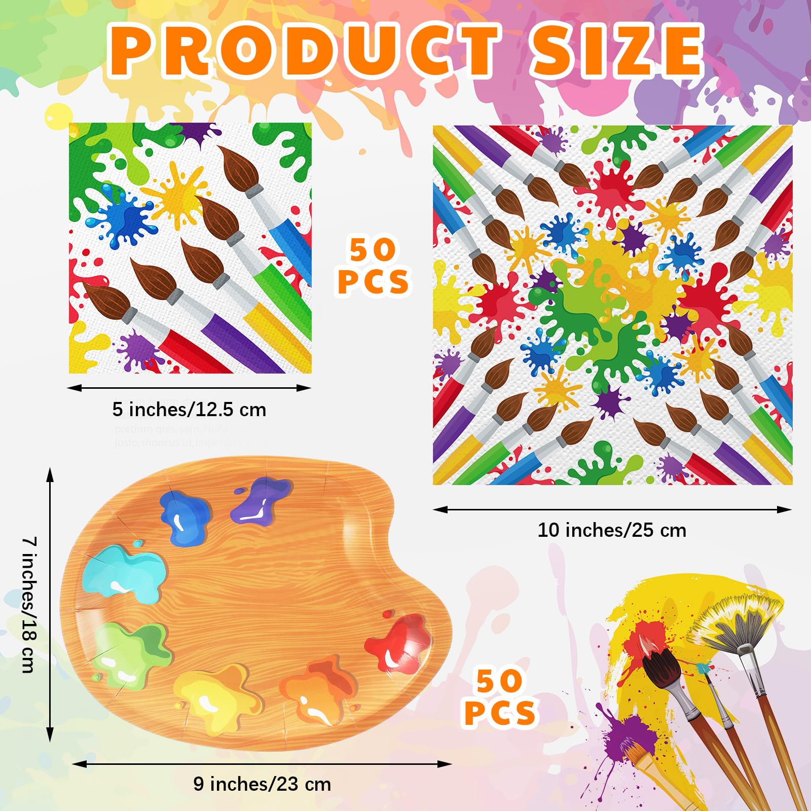 Poen art birthday napkins with brush-pattern design for colorful table décor.