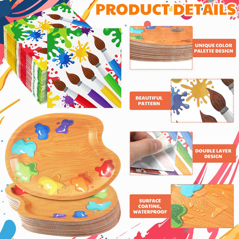 Poen art birthday plates feature water-resistant surfaces for easy cleanup.
