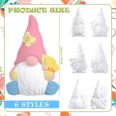 Poen ceramic gnomes with white bases ready for painting and display.