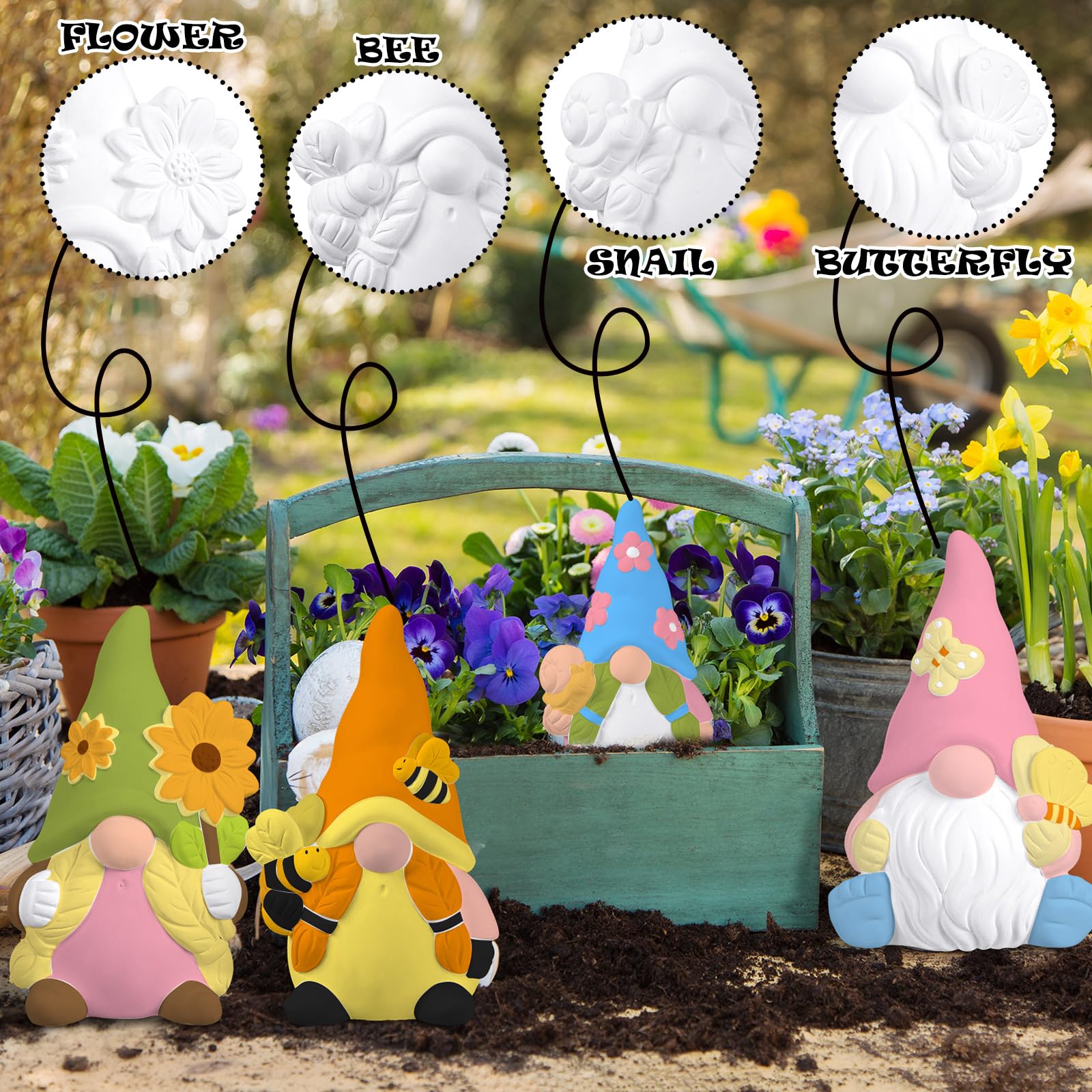Poen gnome statues displayed in garden or desk.