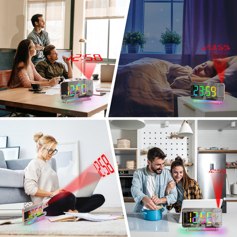 Poeroa clock auto dimming and rotation features for comfortable viewing