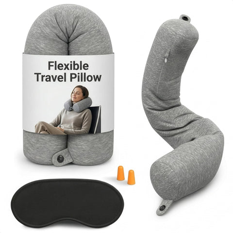 Point2Points memory foam neck pillow with travel cover provides ergonomic neck support on the go.