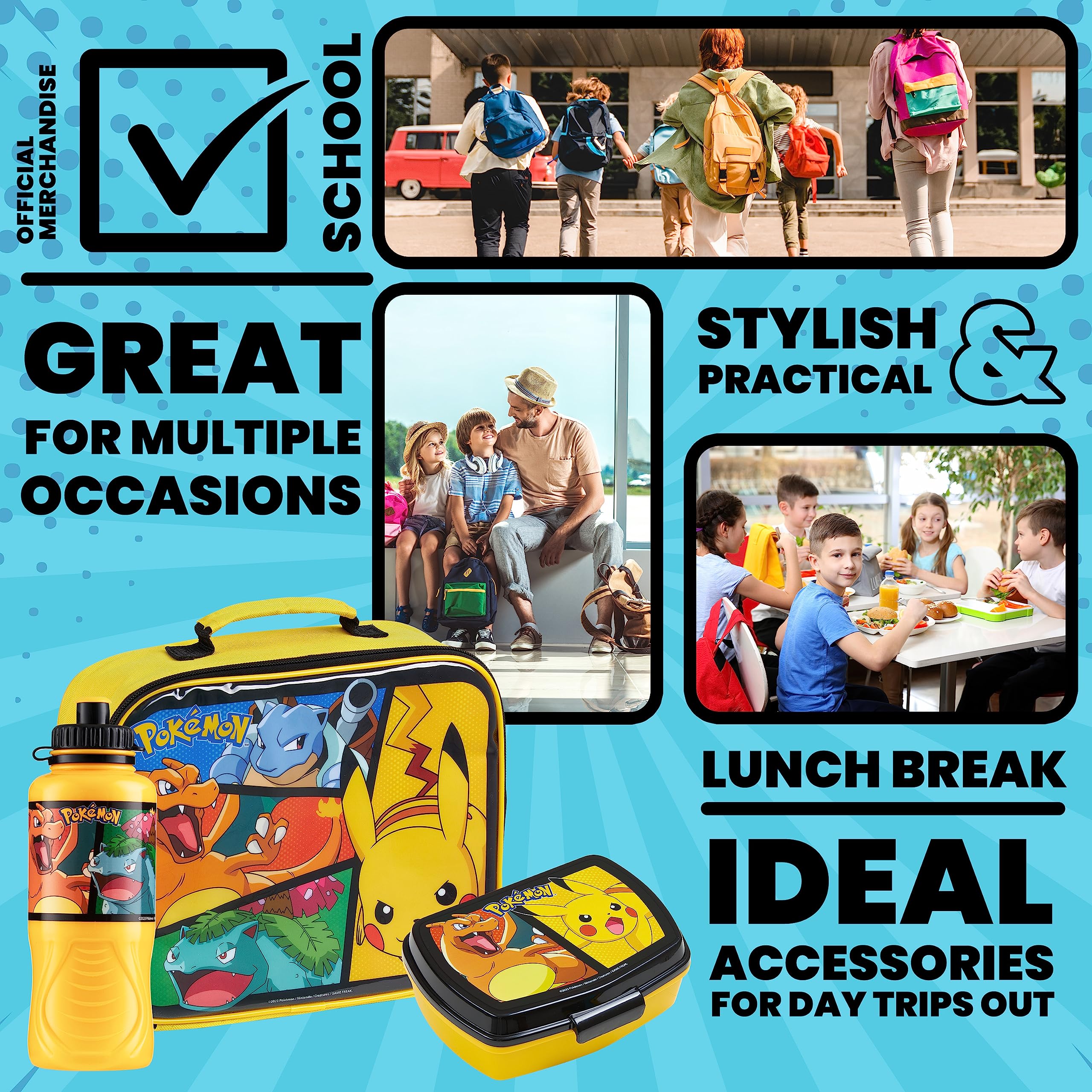 Pokemon 3-piece lunch set ideal for school and outings