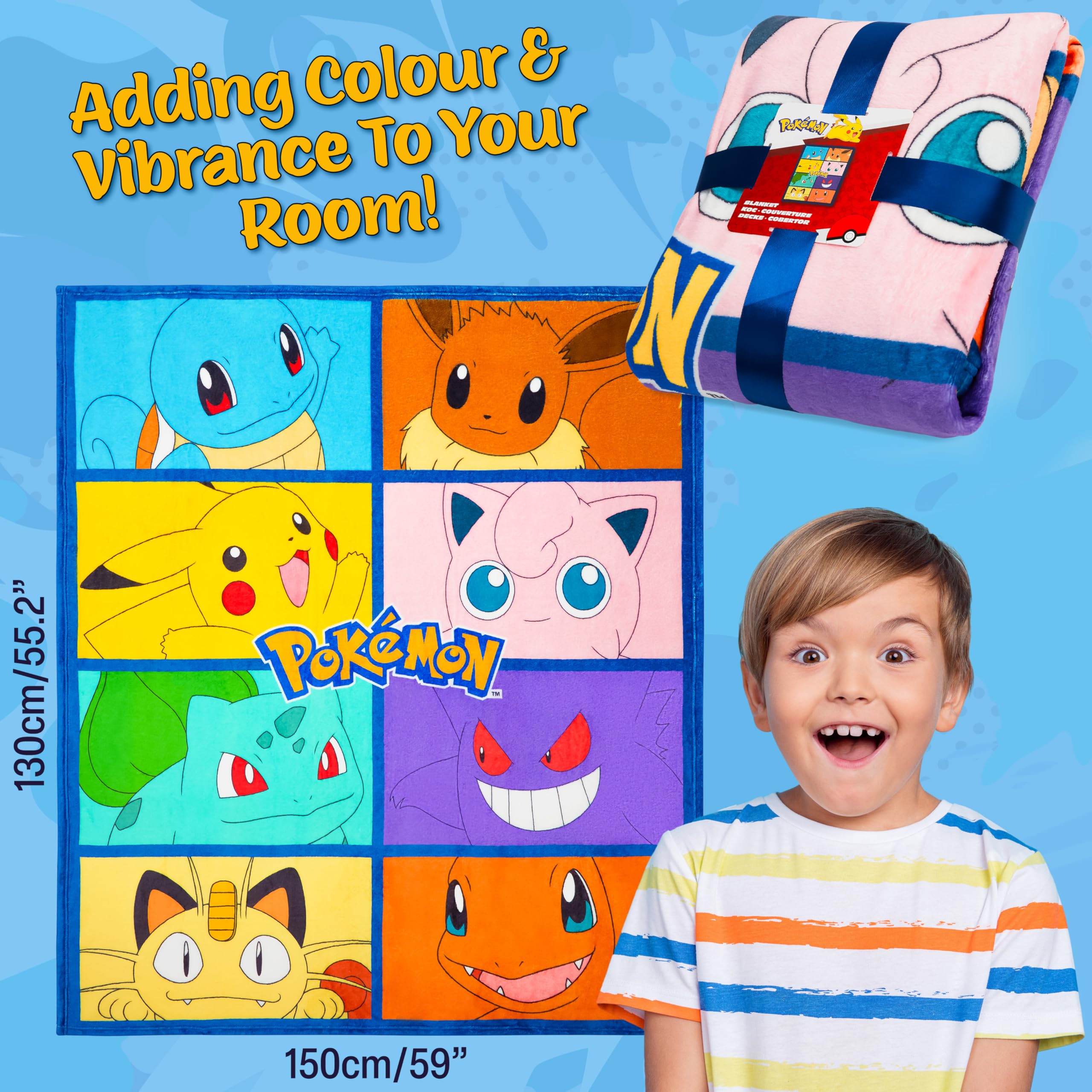 Pokemon bedroom decor blanket throw — versatile use on bed or couch.