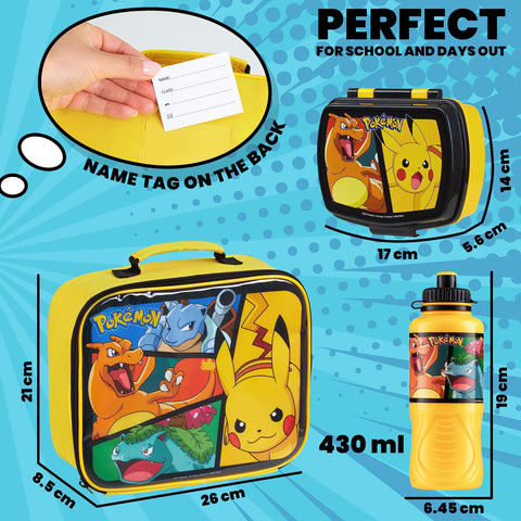 Pokemon kids lunch setup fits easily in backpacks