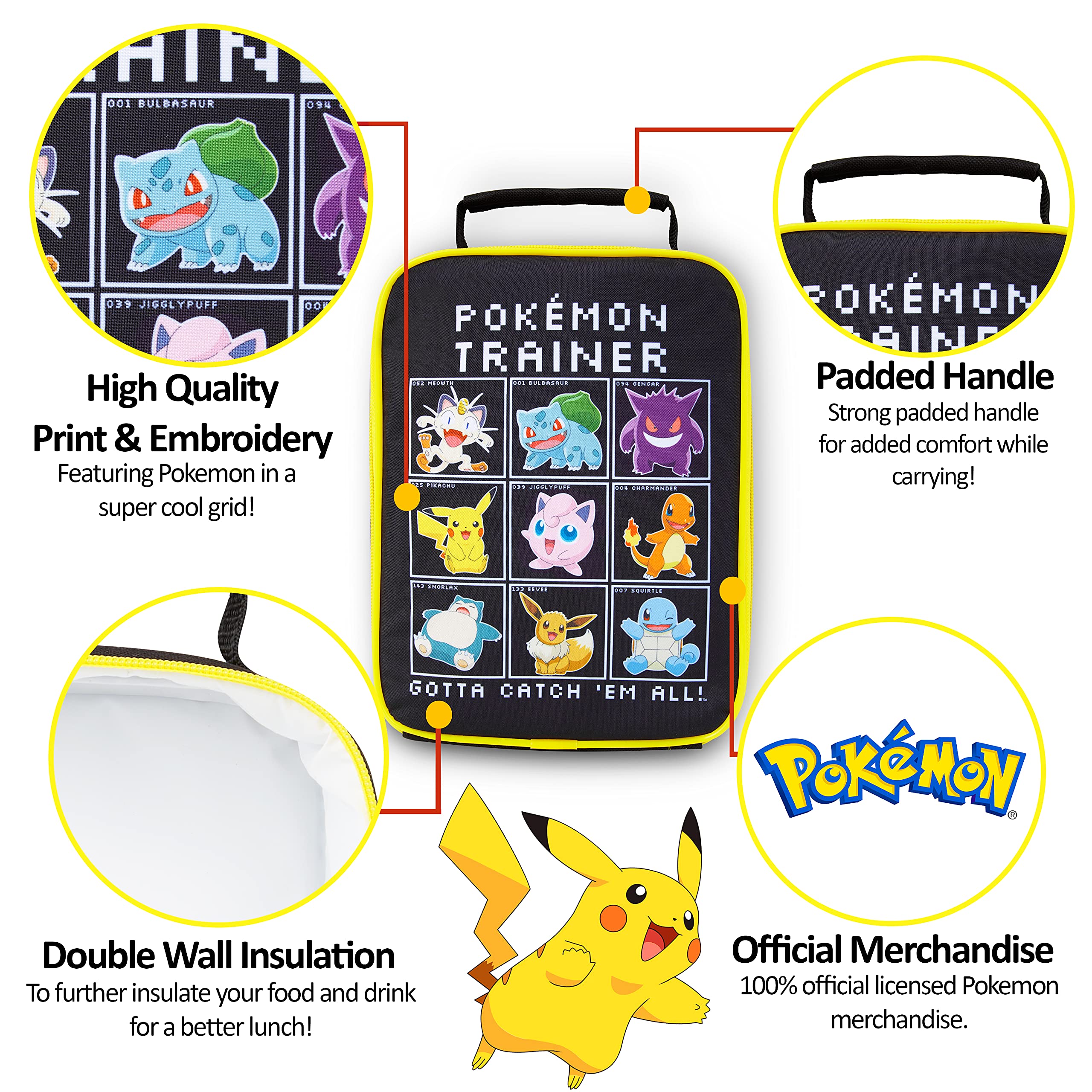 Pokémon lunch bag kid-friendly zipper is easy for kids