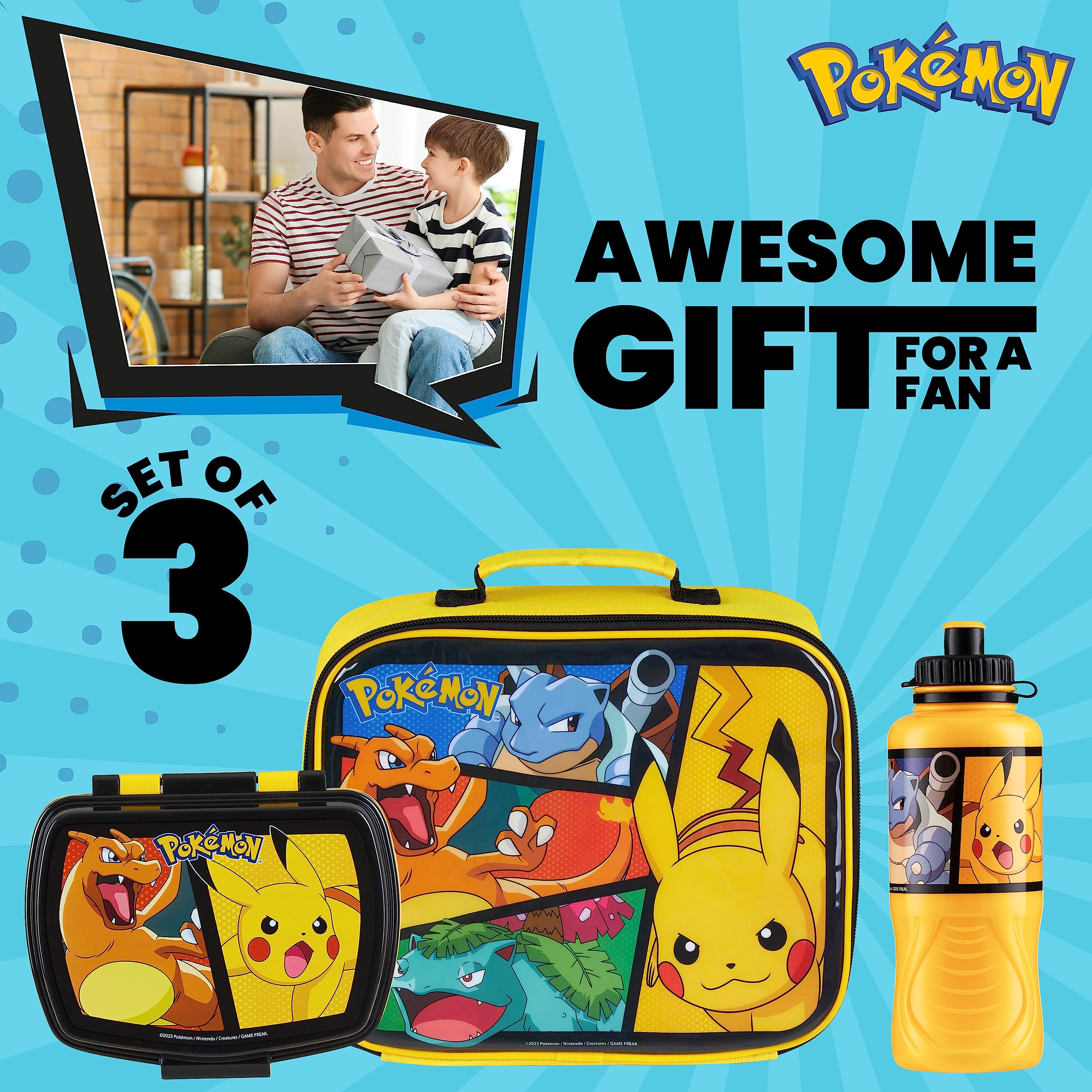Pokemon water bottle with flip straw prevents spills on the go