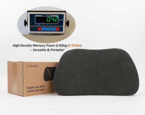 Six color options of the POKSRI lumbar pillow paired with neck headrest for cohesive style