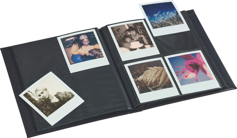 Inside pages show four pockets per page to organize classic Polaroids efficiently.