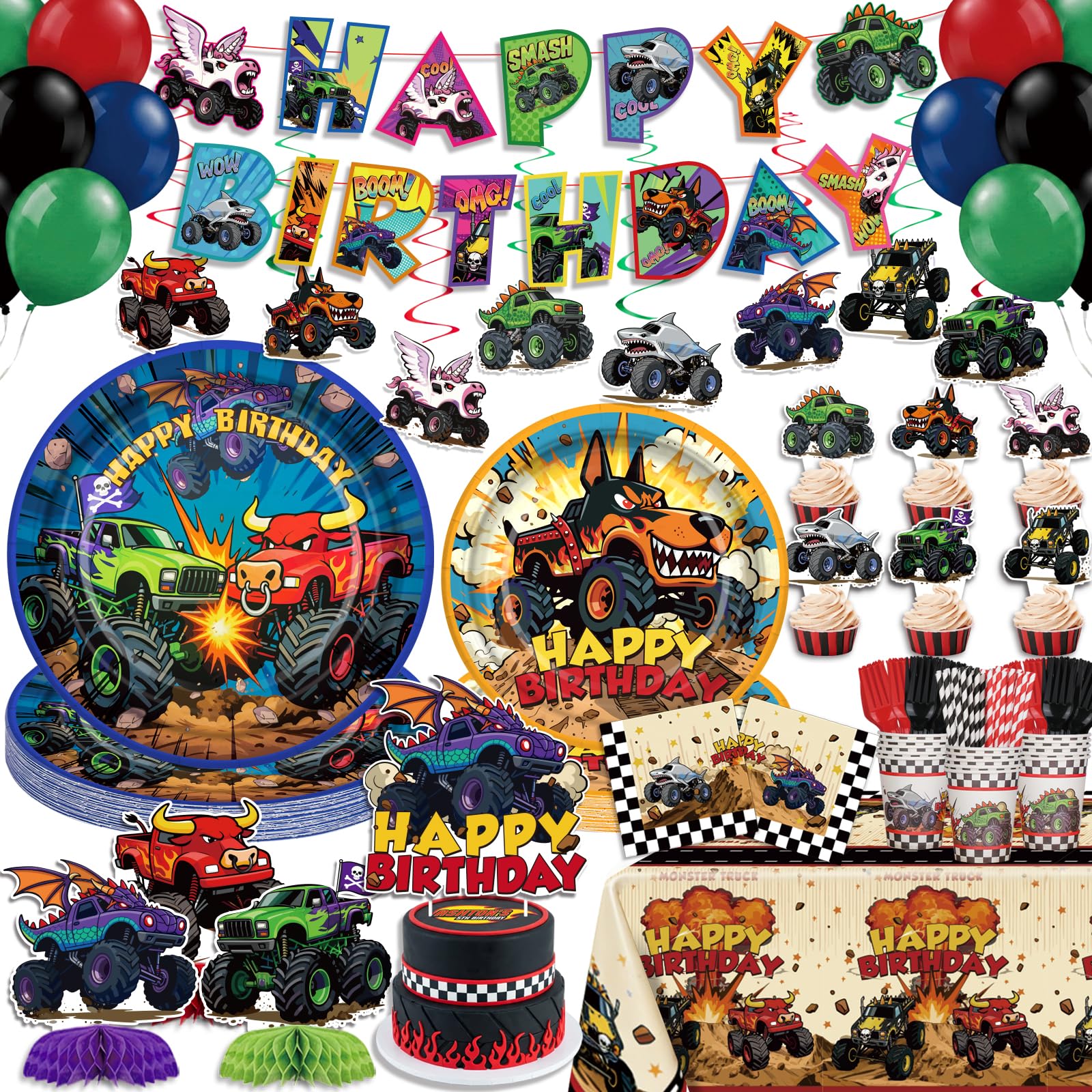 Polinook Monster Truck banner for a bold, celebratory party backdrop.