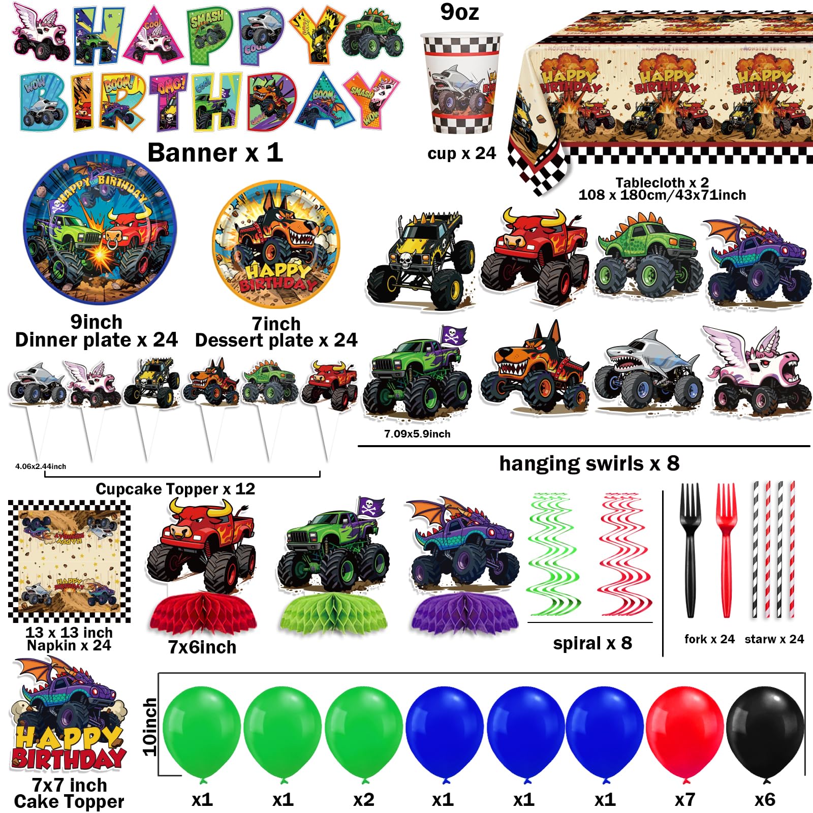 Polinook Monster Truck cake topper enhances the centerpiece with action-packed design.